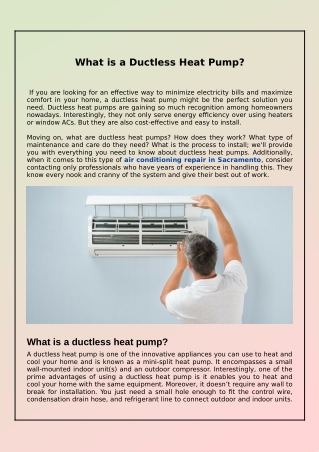 What is a Ductless Heat Pump?
