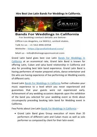 Bands For Weddings In California