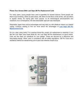 Please Your Senses With Lost Vape UB Pro Replacement Coils