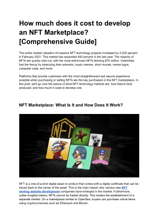 How much does it cost to develop an NFT Marketplace