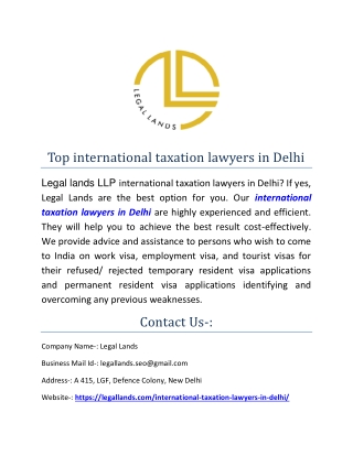 Top international taxation lawyers in Delhi