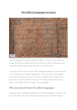 The Oldest Languages to Learn