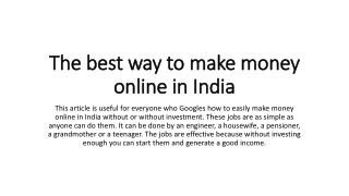 The best way to make money online in