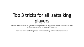 Top 3 tricks for all