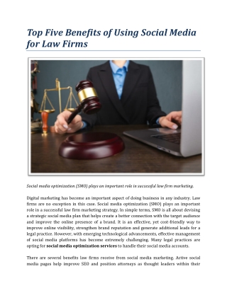 Top Five Benefits of Using Social Media for Law Firms