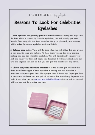 Reasons To Look For Celebrities Eyelashes