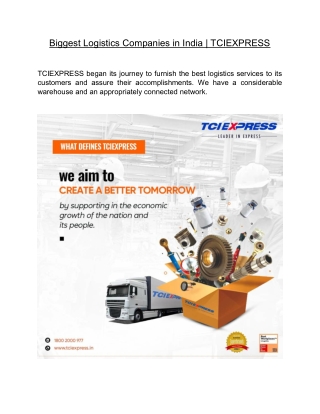 Biggest Logistics Companies in India | TCIEXPRESS