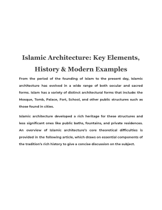 Islamic Architecture Key Elements, History & Modern Examples