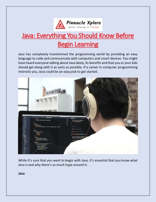 Java Everything You Should Know Before Begin Learning
