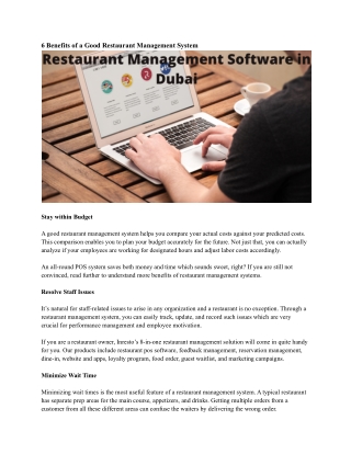Restaurant Management Software in Dubai