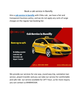 Hire a Cab Service in Bareilly