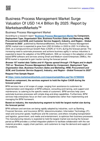 Business Process Management Market To Surpass USD 14.4 billion Threshold By 2025