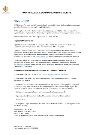 HOW TO BECOME A SAP CONSULTANT IN 2 MONTHS