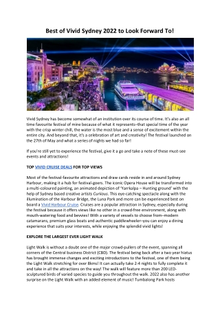 Best of Vivid Sydney 2022 to Look Forward To