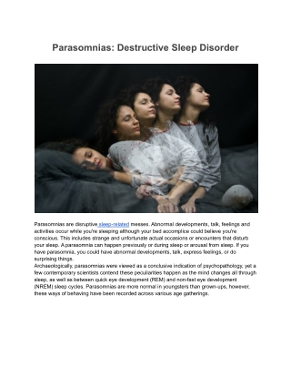 Parasomnias Sleep Disorder - Types, Causes, Symptoms and Treatment