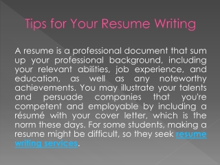 Tips for Your Resume Writing