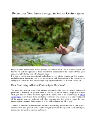 Rediscover Your Inner Strength in Retreat Centres Spain