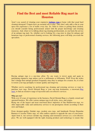 Find the Best and most Reliable Rug mart in Houston