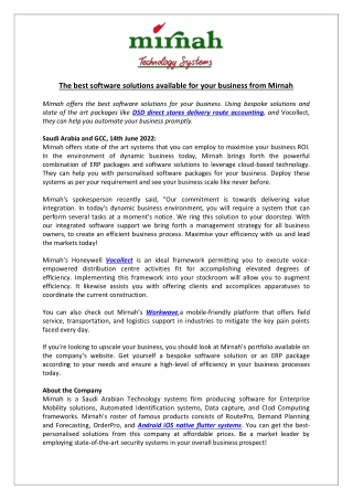 The best software solutions available for your business from Mirnah