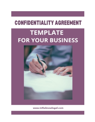 What is the purpose of a confidentiality agreement?