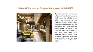 10 Best Office Interior Designer Companies in Delhi NCR