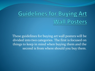 Guidelines for Buying Art Wall Posters