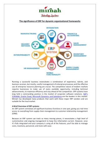 The significance of ERP for dynamic organizational frameworks