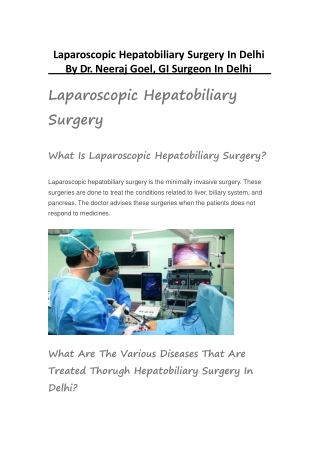 Laparoscopic Hepatobiliary Surgery In Delhi By Dr. Neeraj Goel