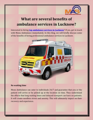 Top Ambulance Services in Lucknow