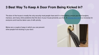 3 Best Way To Keep A Door From Being Kicked In