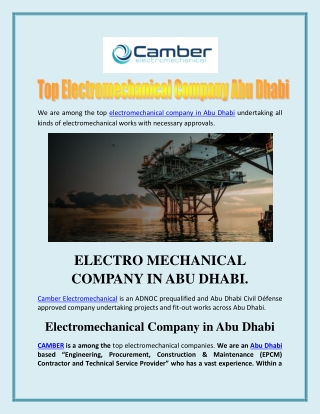 Top Electromechanical Company Abu Dhabi