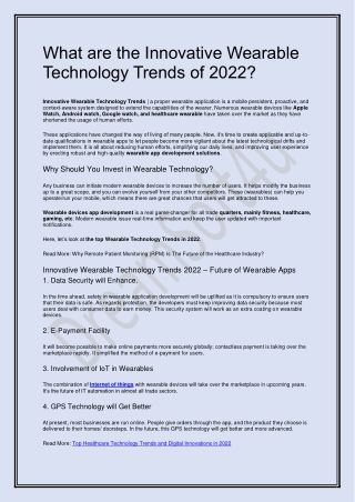 What are the Innovative Wearable Technology Trends