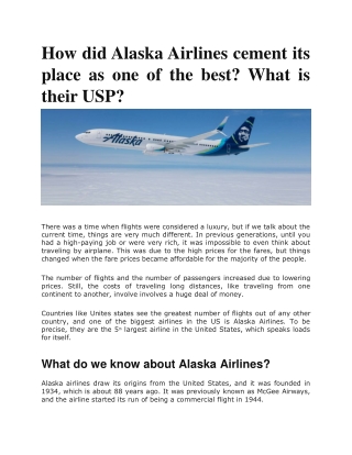 How did Alaska Airlines cement its place as one of the best