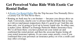 Get Perceived Value Ride With Exotic Car Rental Dallas​