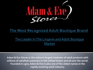 Franchise Opportunity of The Most Recognized Adult Boutique Brand