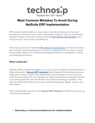 Most Common Mistakes To Avoid During NetSuite ERP Implementation