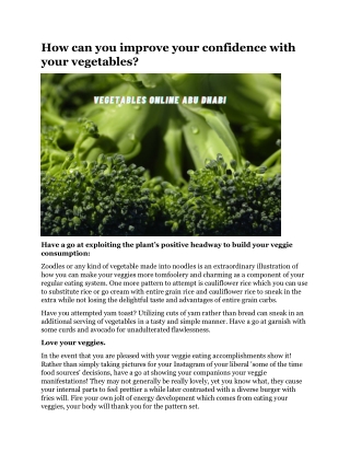 How can you improve your confidence with your vegetables