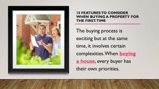 10 Features to Consider When Buying a Property for the First-Time