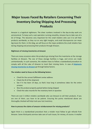 Major Issues Faced By Retailers Concerning Their Inventory During Shipping And Processing Products