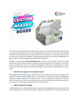 Important Features of Custom Bakery Boxes