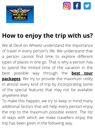 Best Tour Packages in India - Devilsonwheelz