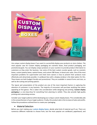 How Custom Display Boxes Are a Good Option for Packaging