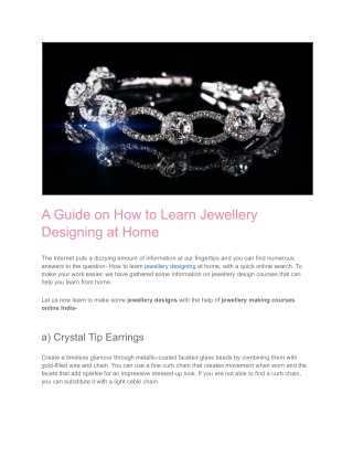 How to Learn Jewellery Designing at Home with Online Courses