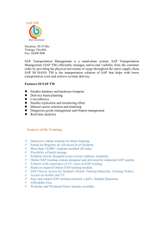 Learn SAP TM Online | SAP TM Online Training | SAP TM Online Course