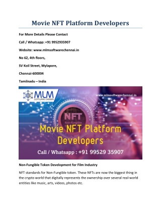 Movie NFT Platform developers