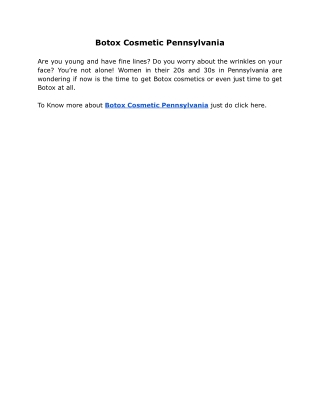 Botox Cosmetic Pennsylvania