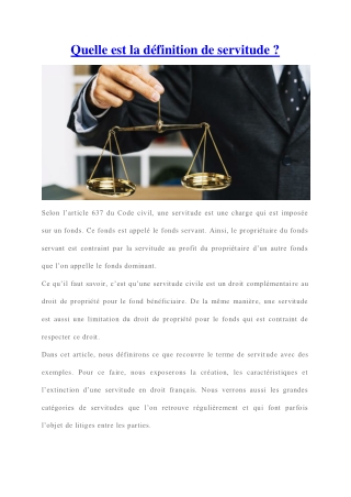 Qu'est-ce qu’une servitude ?