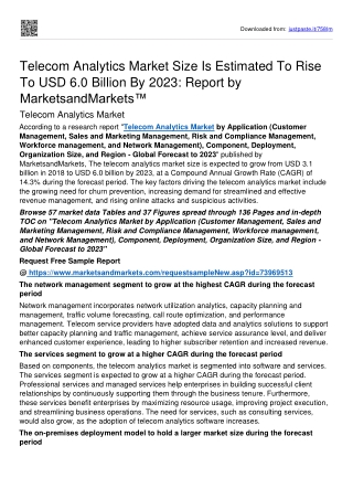 Telecom Analytics Market Grow drastically at USD 6.0 billion By 2023: MnM