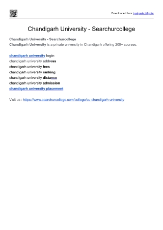 Chandigarh University - Searchurcollege