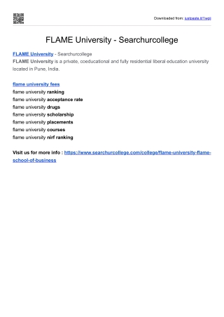 FLAME University - Searchurcollege